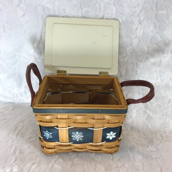 Snowman Image Art wicker Basket hinged w/ handles - Picture 4 of 6